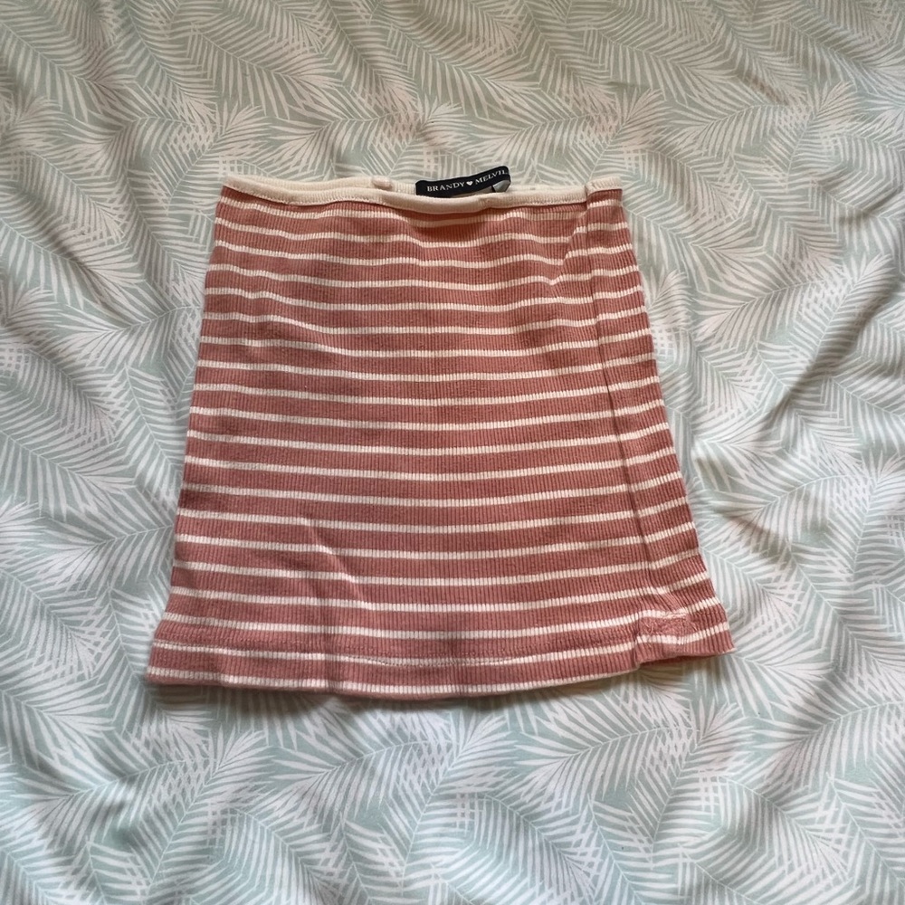 brandy melville white and pink striped tube top